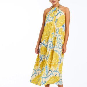 Mestiza New York Bijou Printed Twill Chain Halter Sleeveless Midi Dress Small